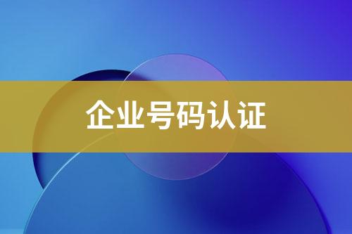 企業(yè)號碼認證